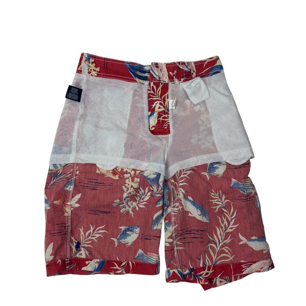 Polo By Ralph Lauren Boys Swim Board Shorts Large Red Fish Novelty Print Vintage - Picture 3 of 10
